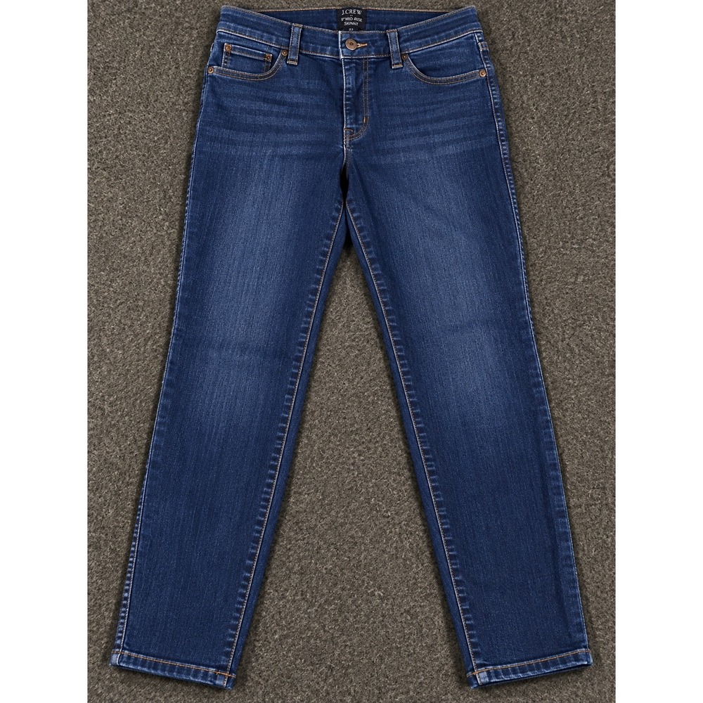 J.Crew 9" Mid-Rise Skinny Jeans Men 27 Blue Dark Wash Stretch AK525 Denim